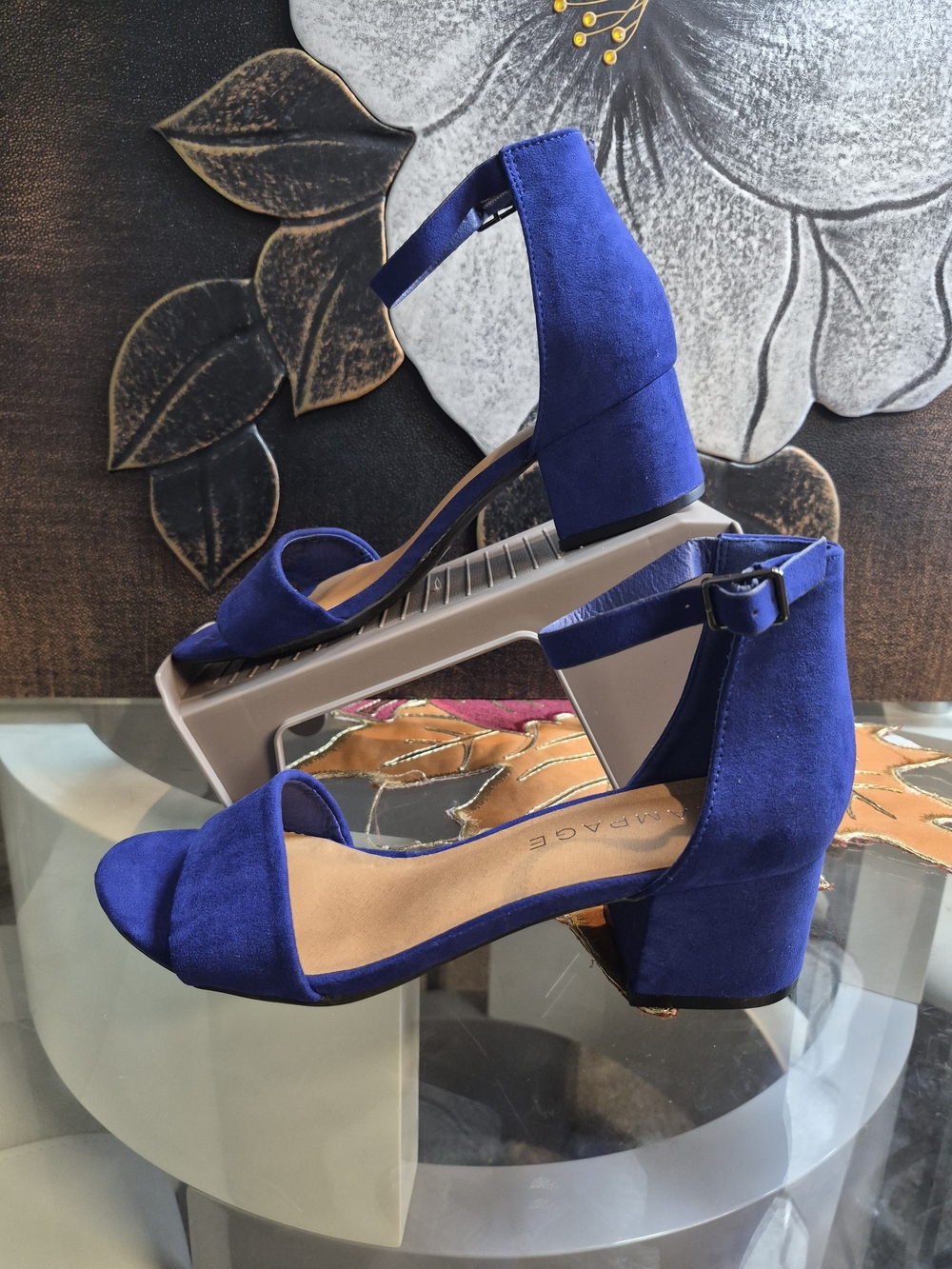 Rampage Royal Blue Suede Ankle-Strap Block Heel Sandals